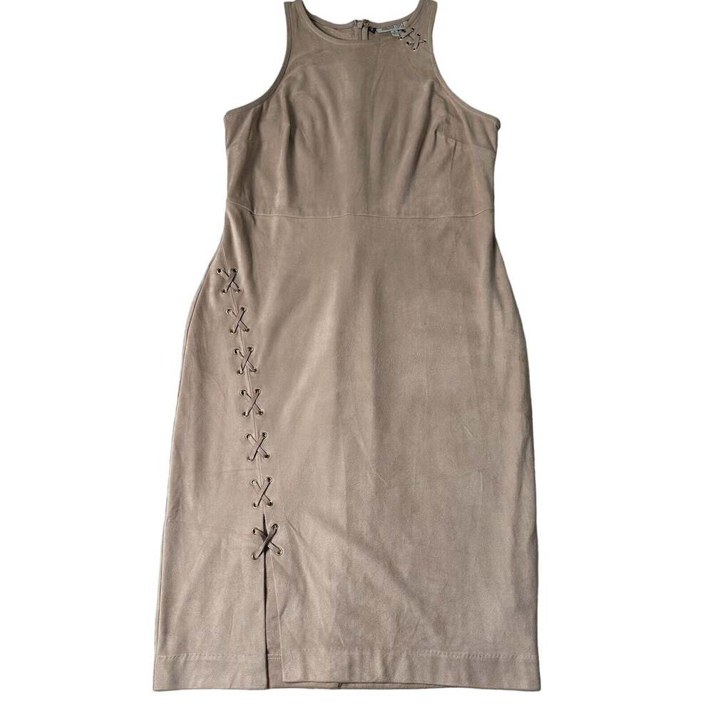 Jennifer Lopez Pink Rose Faux Suede Grommet Sheath Stretch Soft Sleeveless Sz 10